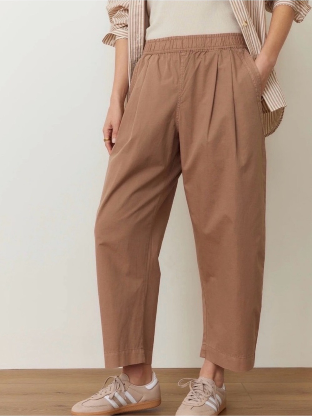 Marine Layer Kyra poplin barrel cropped wide leg pants
